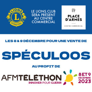 Vente de speculoos au profit de l'AFM Téléthon au centre commercial Place d'Armes de Valenciennes